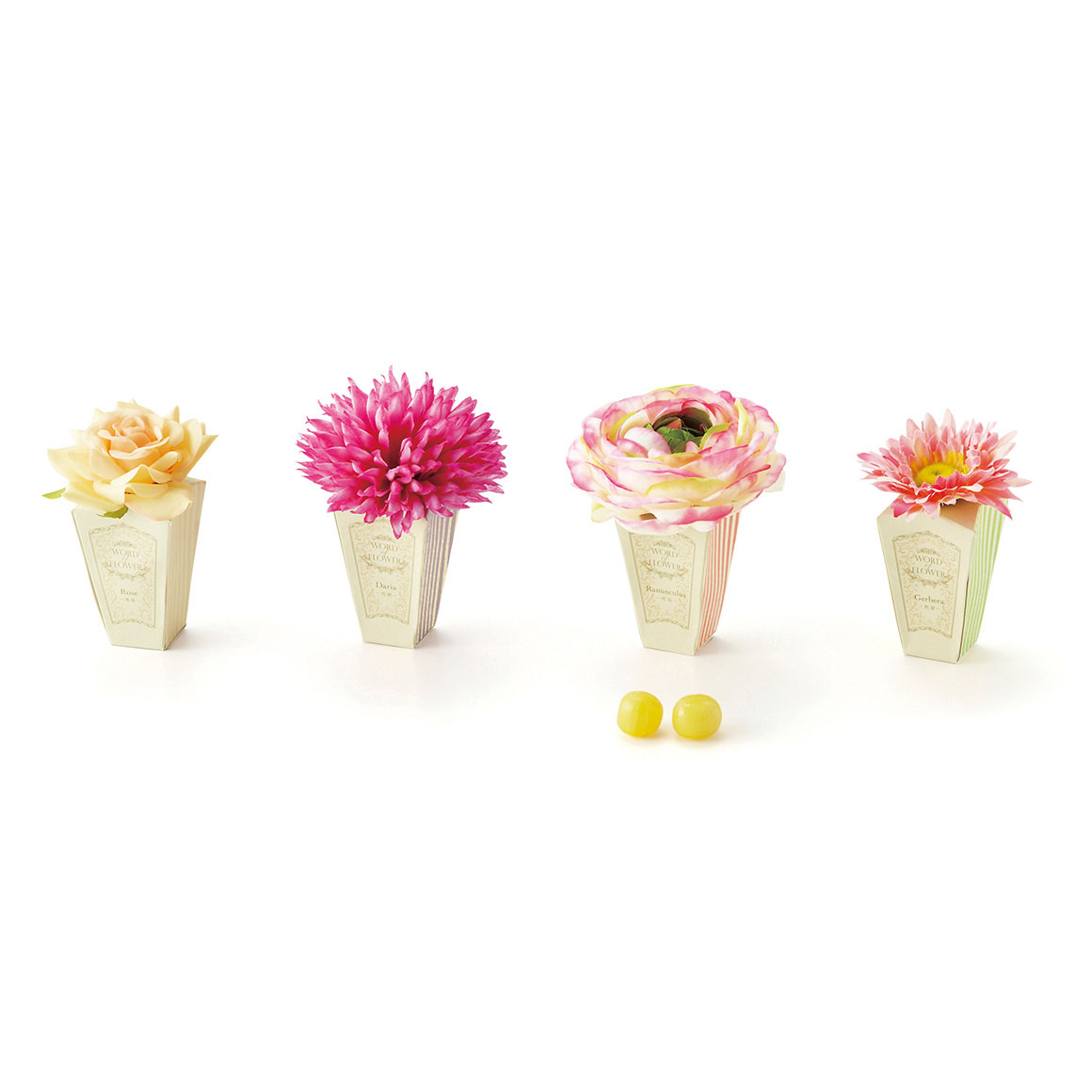 Flower Tower Magnetフラワータワーマグネット ハチミツレモン飴 48個セット 名入れ ウェディングアイテム プチギフト Bless ブレス 結婚式の招待状 席次表 席札を高品質 低価格の手作り 印刷専門店