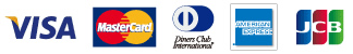 VISA、Master Card、Diners Club International、AMERICAN EXPRESS、JCB
