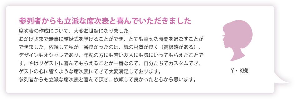 参列者からも立派な席次表と喜んでいただきました